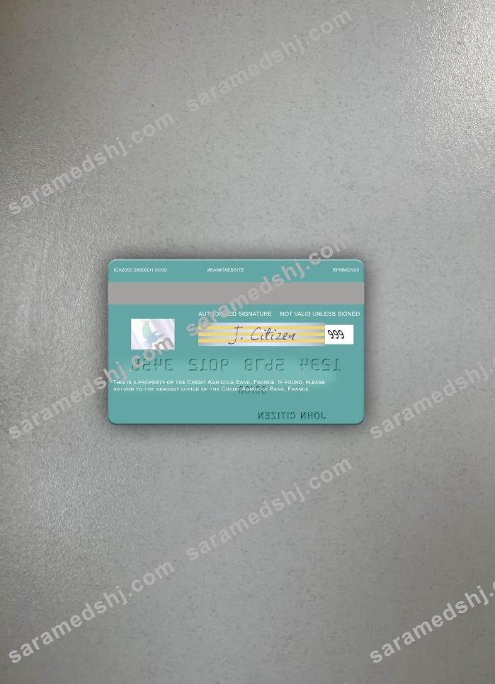 France Credit Agricole Bank visa debit card photolook back